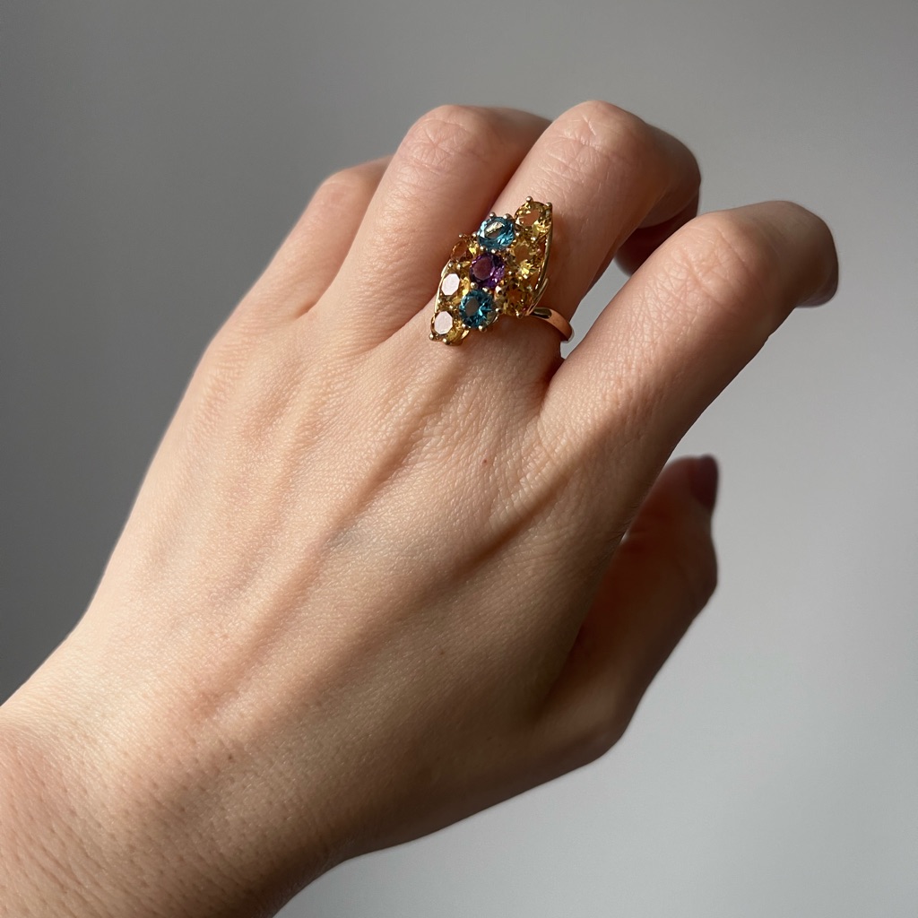 Nwt 10k Gold Multi-Gemstone Ring